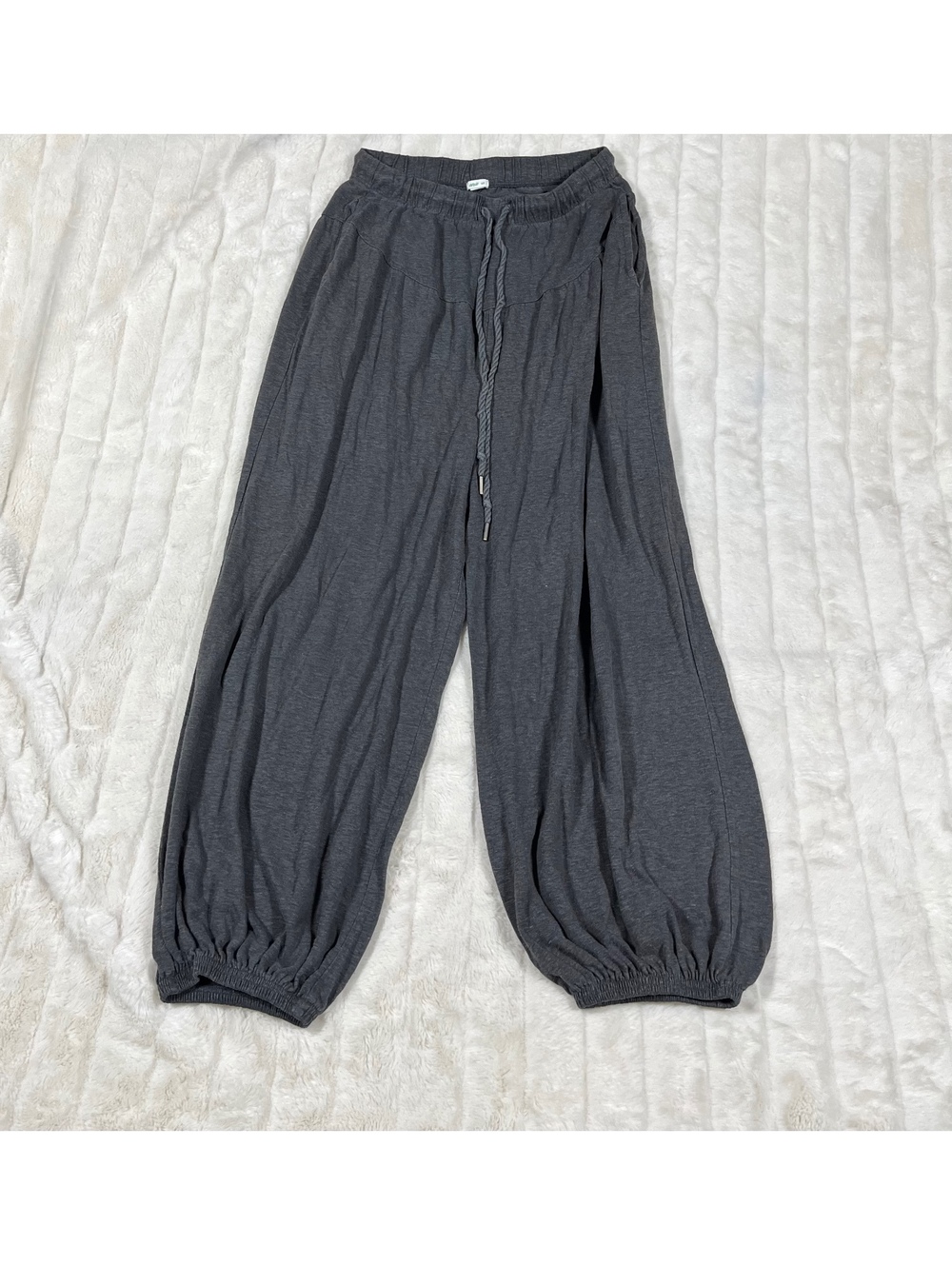 Aerie S Grey Dorm Fall Travel Linen Blend Lounge High Waist Crop Harem Pants